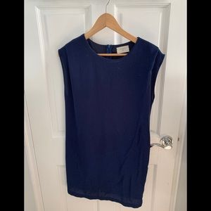 Everly navy blue mock sleeve shift dress